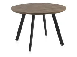 Mesa de melamina con efecto madera de roble con patas metal 110 diámetro