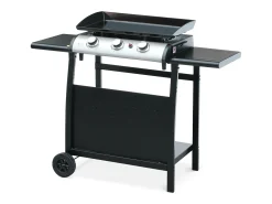 Mesa de plancha con 3 quemadores negro