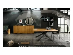 Mesa de roble macizo, patas de metal negro, 160x90 cm - BOLGHERI