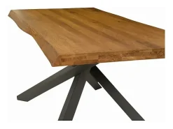 Mesa de roble macizo, patas de metal negro, 180x90 cm - BOLGHERI