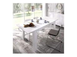 Mesa de salon extensible Baños de la encina en color blanco brillo. 76 cm(alto)140-180 cm