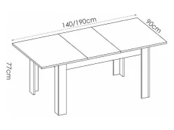 Mesa de salon extensible Baños de la encina en color blanco brillo. 76 cm(alto)140-180 cm