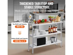 Mesa de Trabajo Cocina SucceBuy 35,6x121,9 cm, Mesa de Trabajo de Cocina Comercial en Acero Inoxidable