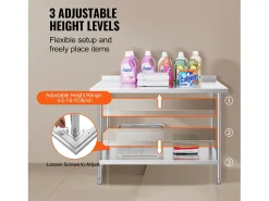Mesa de Trabajo de Acero Inoxidable SucceBuy, 610 x 1219 mm, Mesa de Preparación de Alimentos para Cocinas Comerciales