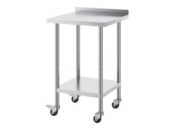 Mesa de Trabajo de Acero Inoxidable SucceBuy, 61 x 61 cm, Mesa de Preparación de Alimentos Comercial con Ruedas
