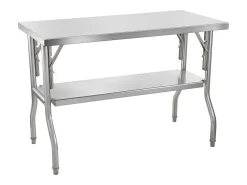 Mesa de Trabajo de Cocina SucceBuy 121.92x60.96 cm Acero Inoxidable, Mesa de Preparación Comercial Plegable