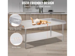Mesa de Trabajo de Cocina SucceBuy 76x152 cm para Preparación Comercial de Alimentos para Restaurante