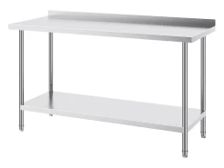Mesa de Trabajo de Cocina SucceBuy, Mesa de Trabajo en Acero Inoxidable 60.96x152.4 cm, Comercial