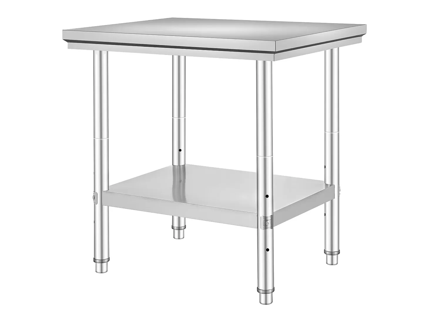 Mesa de Trabajo en Acero Inoxidable 60x76x80 cm, 2 Pisos, para Preparación de Cocina de Alimentos y Comidas, Hoteles, Oficinas, Hospitales