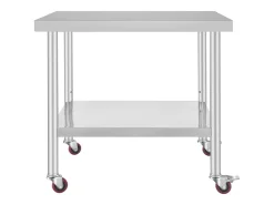 Mesa de Trabajo SucceBuy Mesa de Trabajo de Acero Inoxidable, Mesa de Preparación Comercial de 36 x 30 Pulgadas con 4 Ruedas