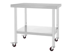 Mesa de Trabajo SucceBuy Mesa de Trabajo de Acero Inoxidable, Mesa de Preparación Comercial de 36 x 30 Pulgadas con 4 Ruedas