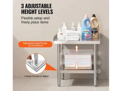 Mesa de Trabajo SucceBuy Mesa de Trabajo de Acero Inoxidable de 60.96 x 60.96 cm para Preparación de Alimentos de Restaurante