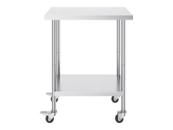 Mesa de Trabajo SucceBuy Mesa de Trabajo de Acero Inoxidable de 60.96 x 76.2 cm con 4 Ruedas