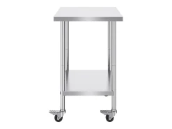 Mesa de Trabajo SucceBuy Mesa de Trabajo de Acero Inoxidable de 60.96 x 76.2 cm con 4 Ruedas