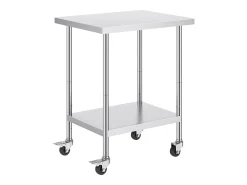 Mesa de Trabajo SucceBuy Mesa de Trabajo de Acero Inoxidable de 60.96 x 76.2 cm con 4 Ruedas