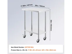 Mesa de Trabajo SucceBuy Mesa de Trabajo de Acero Inoxidable de 76.2 x 45.72 cm para Preparación de Alimentos Comerciales