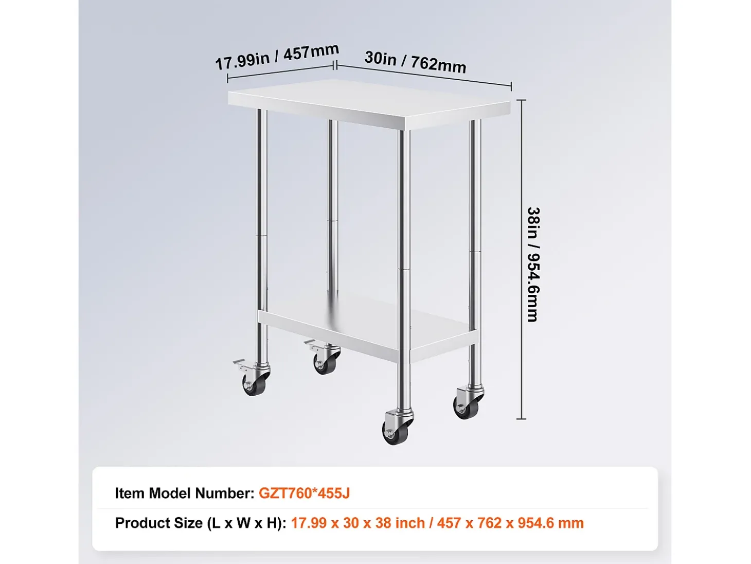 Mesa de Trabajo SucceBuy Mesa de Trabajo de Acero Inoxidable de 76.2 x 45.72 cm para Preparación de Alimentos Comerciales
