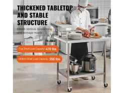 Mesa de Trabajo SucceBuy Mesa de Trabajo de Acero Inoxidable de 76.2 x 45.72 cm para Preparación de Alimentos Comerciales