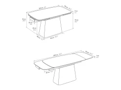 Mesa de vitrocerámica efecto mármol, extensible 160×90-240×90 - MALTA