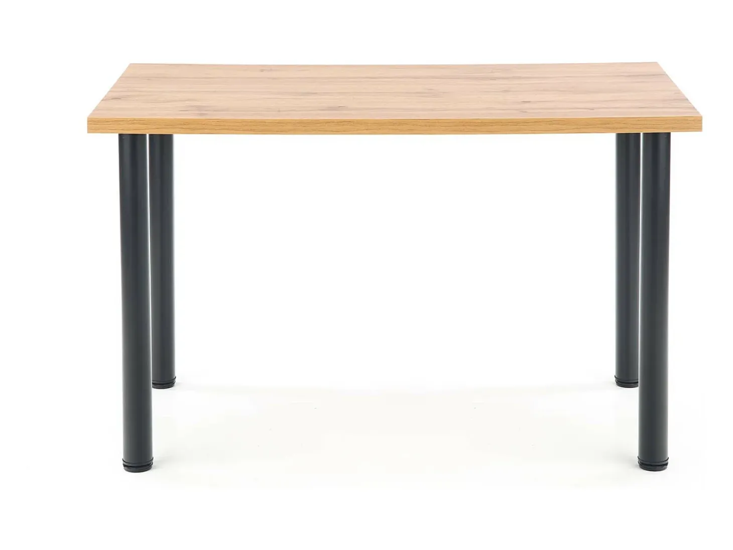 Mesa de 120x68 cm con tablero de aspecto roble wotan y patas redondas de metal negro RIGEL