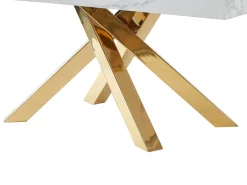 Mesa extensible 6 a 10 cubiertos de MDF y metal - Efecto mármol blanco y dorado - CATONAV