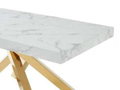 Mesa extensible 6 a 10 cubiertos de MDF y metal - Efecto mármol blanco y dorado - CATONAV