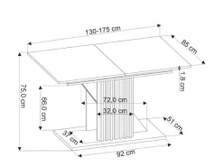 Mesa extensible 135-175 cm negra y madera con lamas Lazare