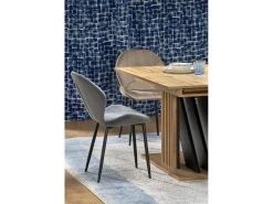 Mesa extensible 135-175 cm negra y madera con lamas Lazare