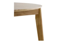 Mesa extensible 120/150 con patas de hevea con sobre chapado en roble