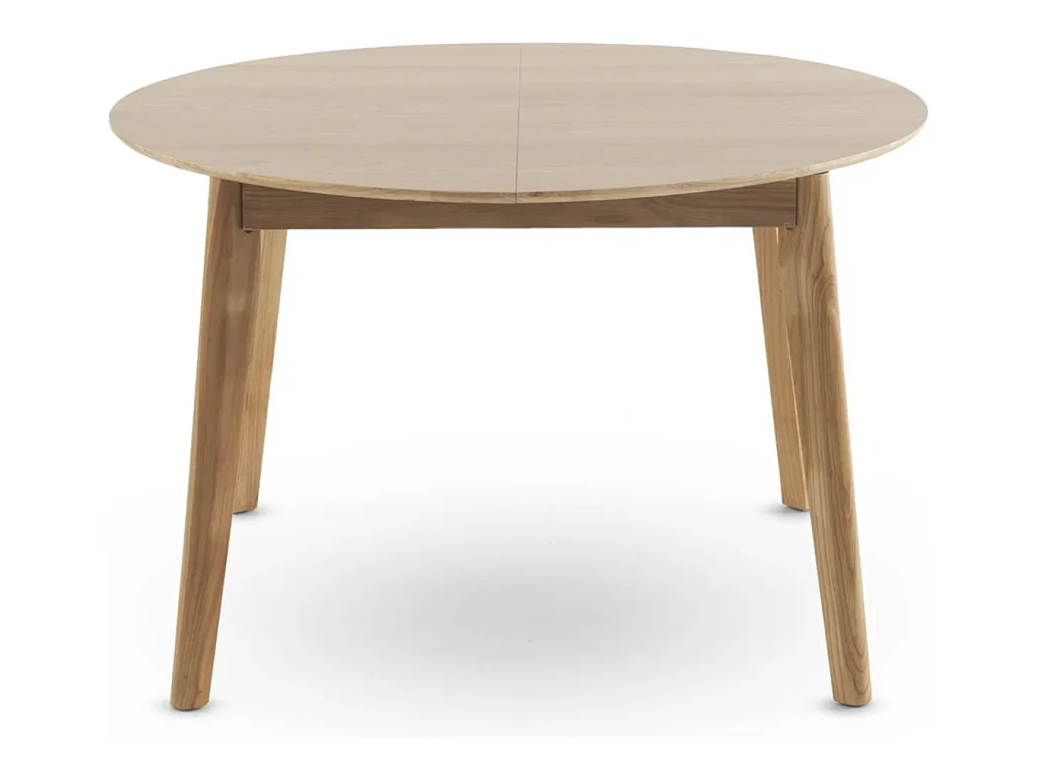 Mesa extensible 120/150 con patas de hevea con sobre chapado en roble
