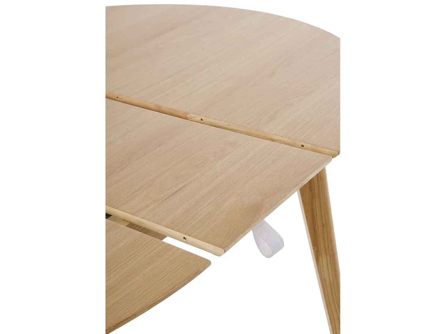 Mesa extensible 120/150 con patas de hevea con sobre chapado en roble
