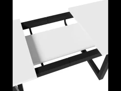 Mesa extensible 140/180 x 80 cm - Patas de metal - Blanco y negro