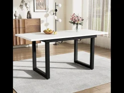 Mesa extensible 140/180 x 80 cm - Patas de metal - Blanco y negro