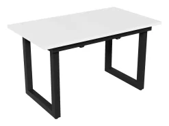 Mesa extensible 140/180 x 80 cm - Patas de metal - Blanco y negro