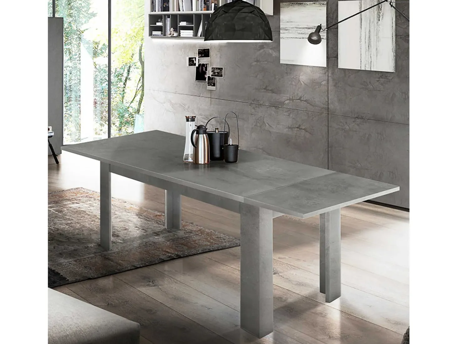 Mesa extensible 140-190 x 90 cm gris para comedor salón Jesi Stone