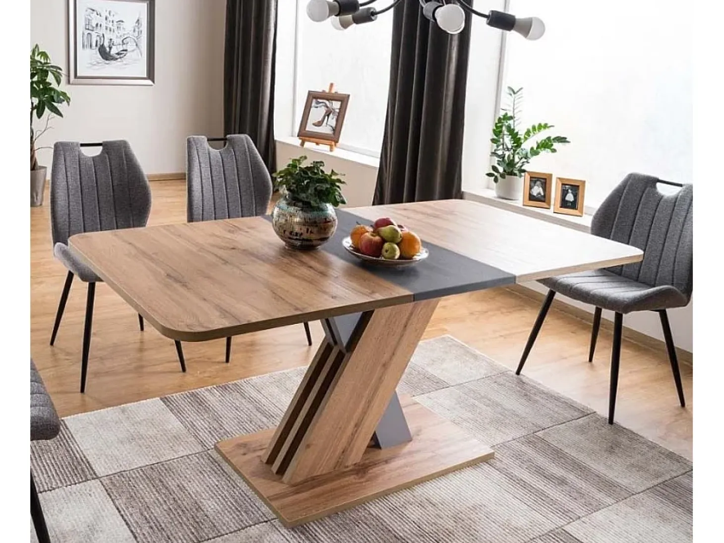 Mesa extensible Artisan roble y antracita 140cm Zest