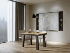 Mesa extensible Bidy de 6 a 10 plazas L 120 a 224 cm madera clara y estructura de metal antracita