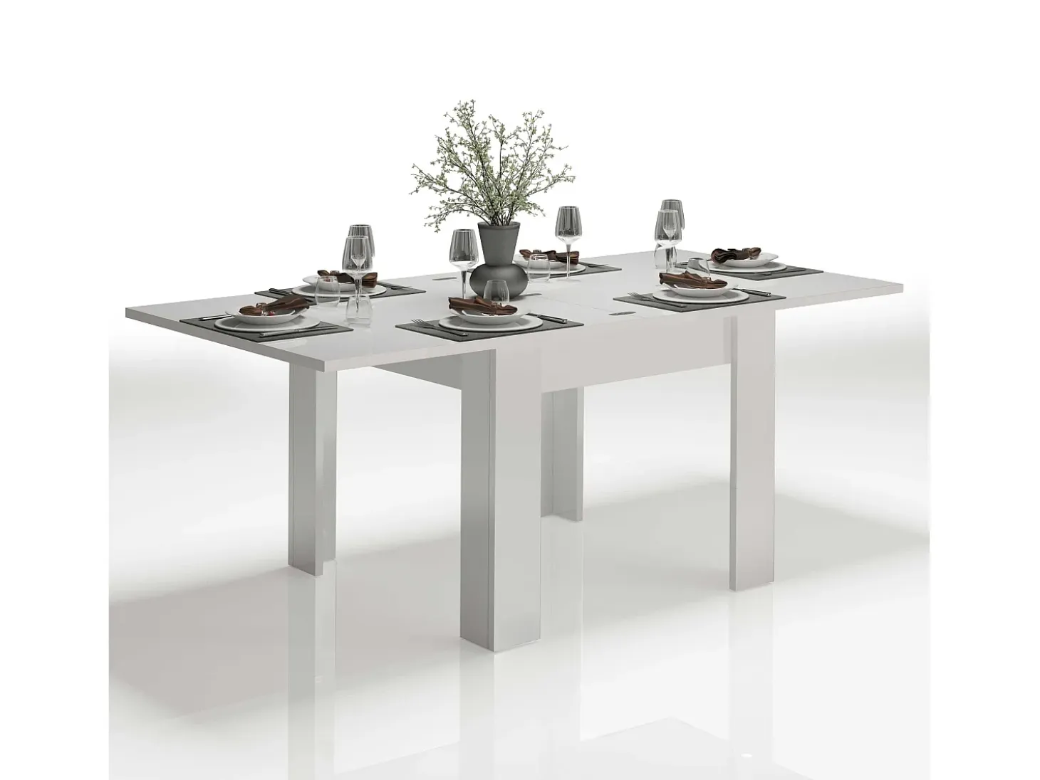 Mesa extensible blanca de diseño moderno 90-180x90cm salón y cocina Jesi Liber