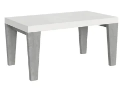 Mesa extensible blanca y patas gris hormigón de 6 a 20 plazas Kristo de 160 a 420 cm-Soporte 2 pies