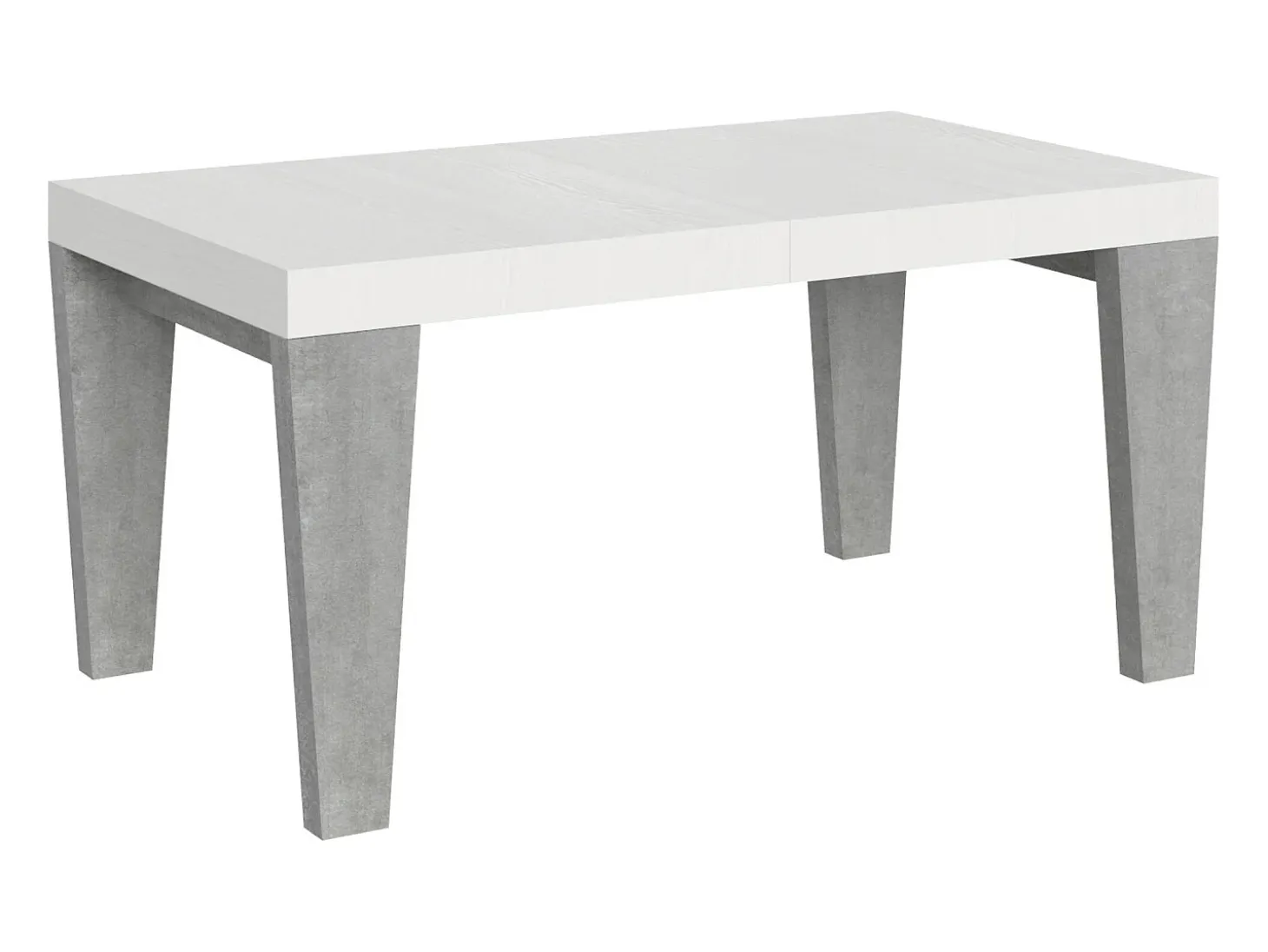 Mesa extensible blanca y patas gris hormigón de 6 a 20 plazas Kristo de 160 a 420 cm-Soporte 2 pies