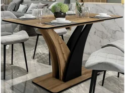 Mesa extensible Cassandra 120-160 cm negra y aspecto roble
