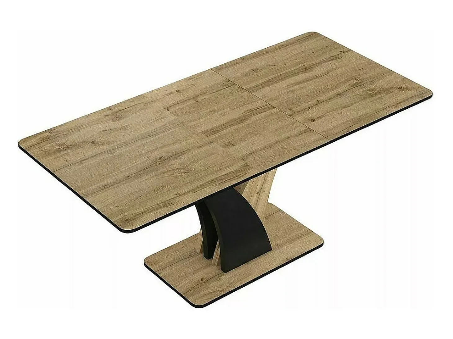 Mesa extensible Cassandra 120-160 cm negra y aspecto roble