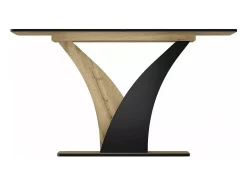 Mesa extensible Cassandra 120-160 cm negra y aspecto roble