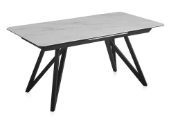 Mesa extensible cerámica blanca con patas de metal 160/210x90