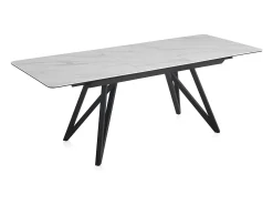 Mesa extensible cerámica blanca con patas de metal 160/210x90