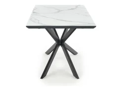 Mesa extensible cerámica mármol blanco/gris patas negras 160/200×90 cm