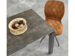 Mesa extensible cerámica patas acero negro 120/180×85 cm