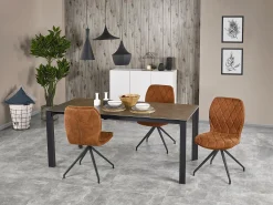 Mesa extensible cerámica patas acero negro 120/180×85 cm