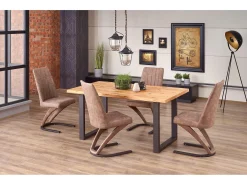 Mesa extensible chapada roble patas acero negro 160/250×90 cm