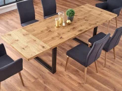 Mesa extensible chapada roble patas acero negro 160/250×90 cm